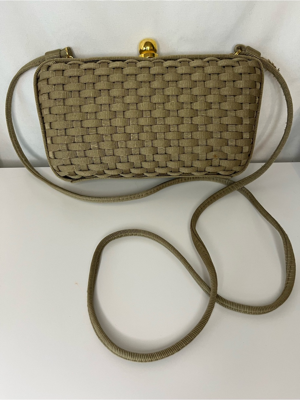 Neiman Marcus Woven Crossbody Bag in Taupe